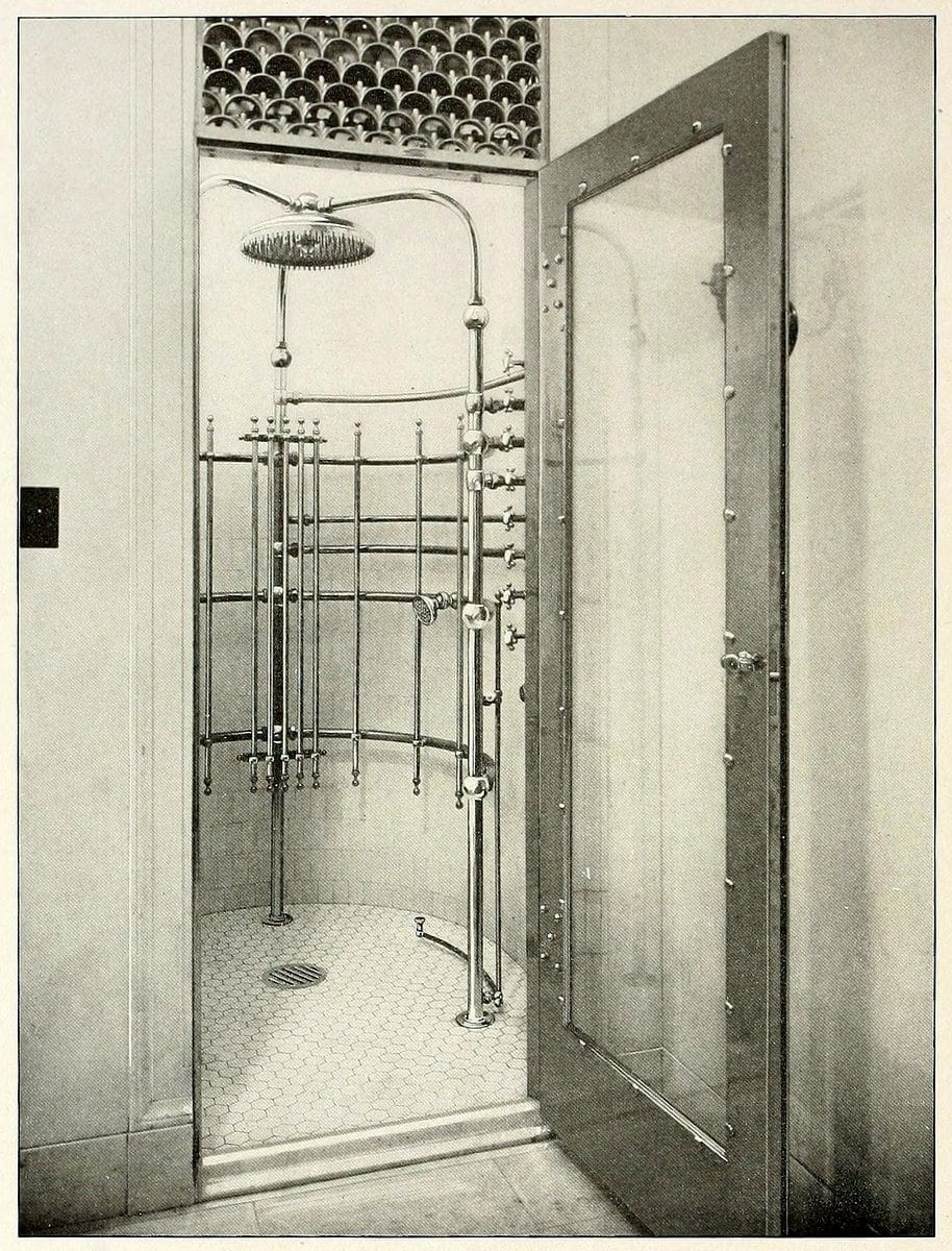 What is a needle bath? Find out & see 6 examples of these old showers 3 Vintage needle bath showers - Antique bathrooms from 1908 (3)