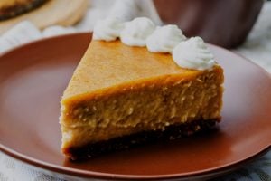 Vintage pumpkin pie in graham cracker crumb crust