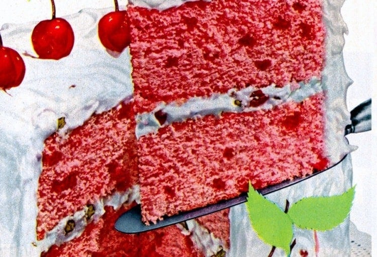 Vintage recipe - Cherry Blush cake-001