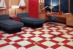 Vintage style, loud and proud! See 12 bold striped & checkerboard floors from 1950s homes