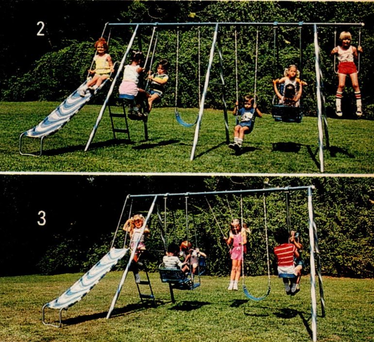 Check out these 36 vintage metal swing sets that offered backyard fun