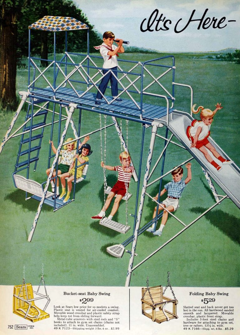 Check out these 36 vintage metal swing sets that offered backyard fun