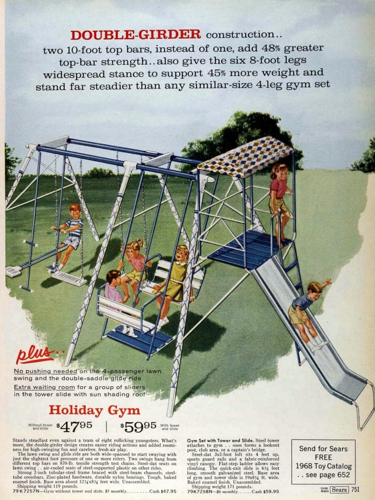 Check out these 36 vintage metal swing sets that offered backyard fun