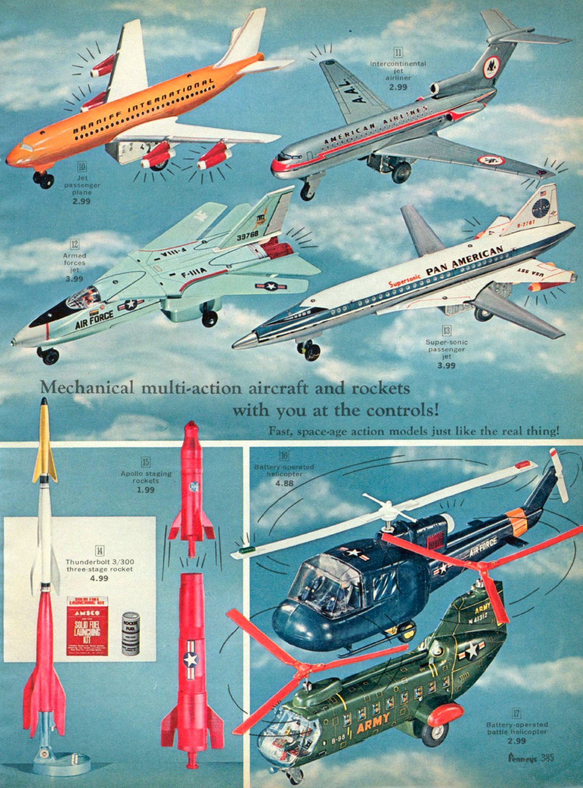 Vintage toy planes rockets and helicopters (1967) via ClickAmericana com