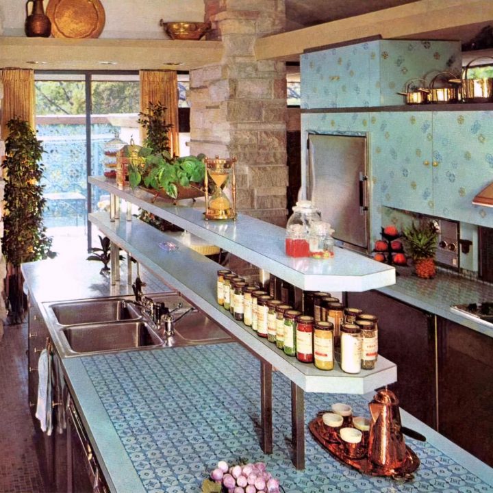 Vintage triple-decker kitchen island from the 1960s