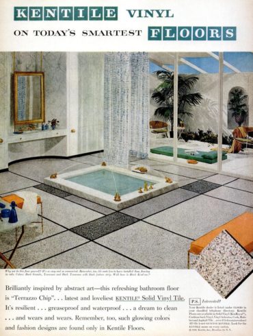 See 20 vintage 1950s bathroom floors in vinyl & linoleum - Click Americana
