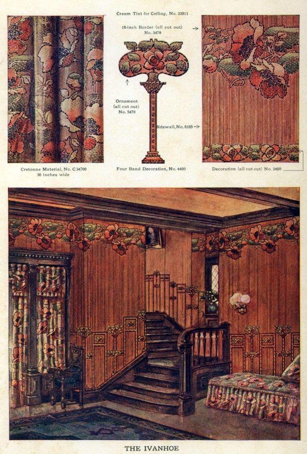 Vintage home wall decor from the 1910s, with 40 different room examples