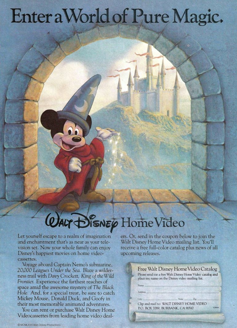 Classic Walt Disney Home Video VHS movies & short collections from the