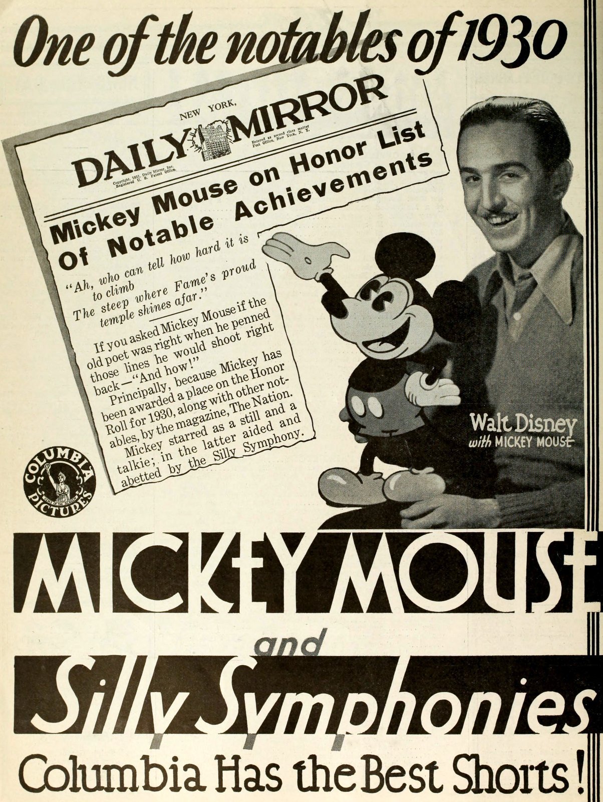 Mickey Mouse history: How Walt Disney's popular cartoon mouse became a cultural giant starting in the 1920s 3 Walt Disney and Mickey Mouse Silly Symphonies (1931) via ClickAmericana com