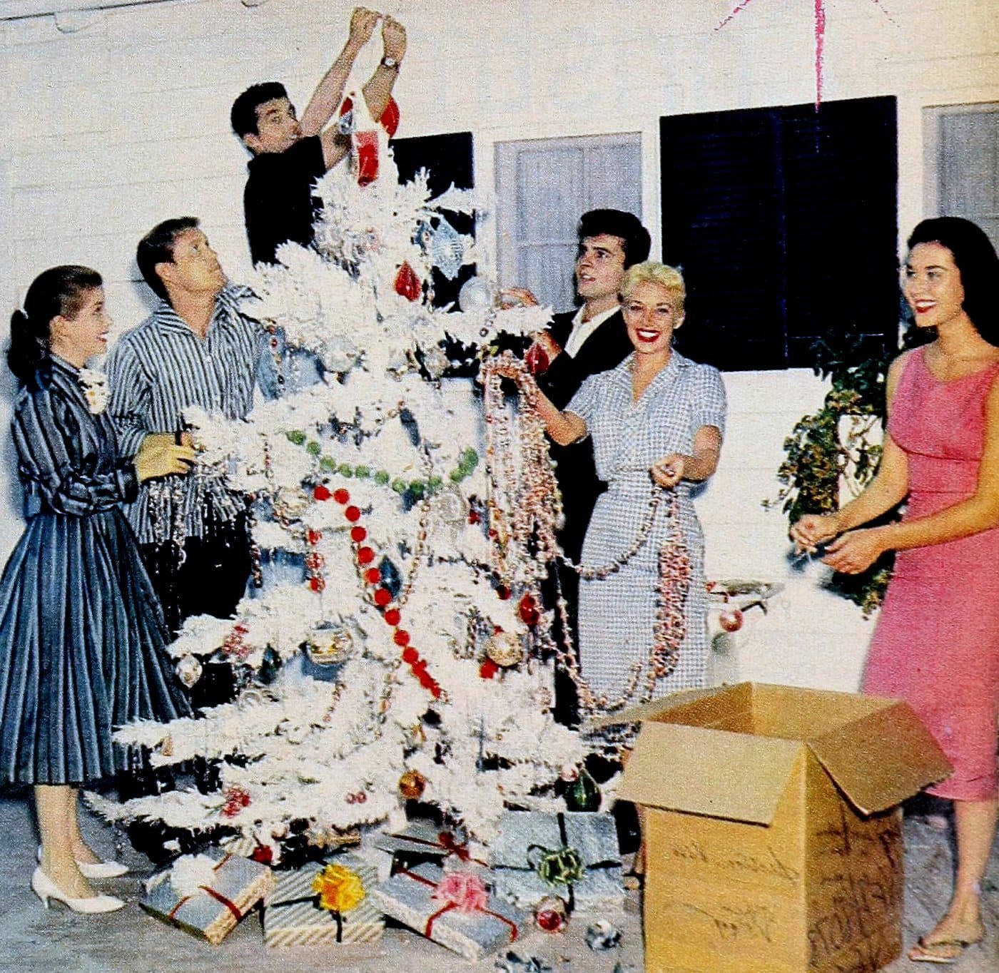White Christmas tree in the 1950s