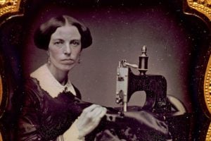 1853 Occupational portrait of a woman working at a sewing machine