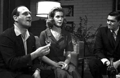 William Asher, Elizabeth Montgomery, and Dick York on the set of Bewitched
