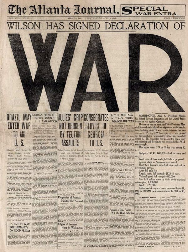 WWI: Declaration of war signed by President Wilson (1917) - Click Americana