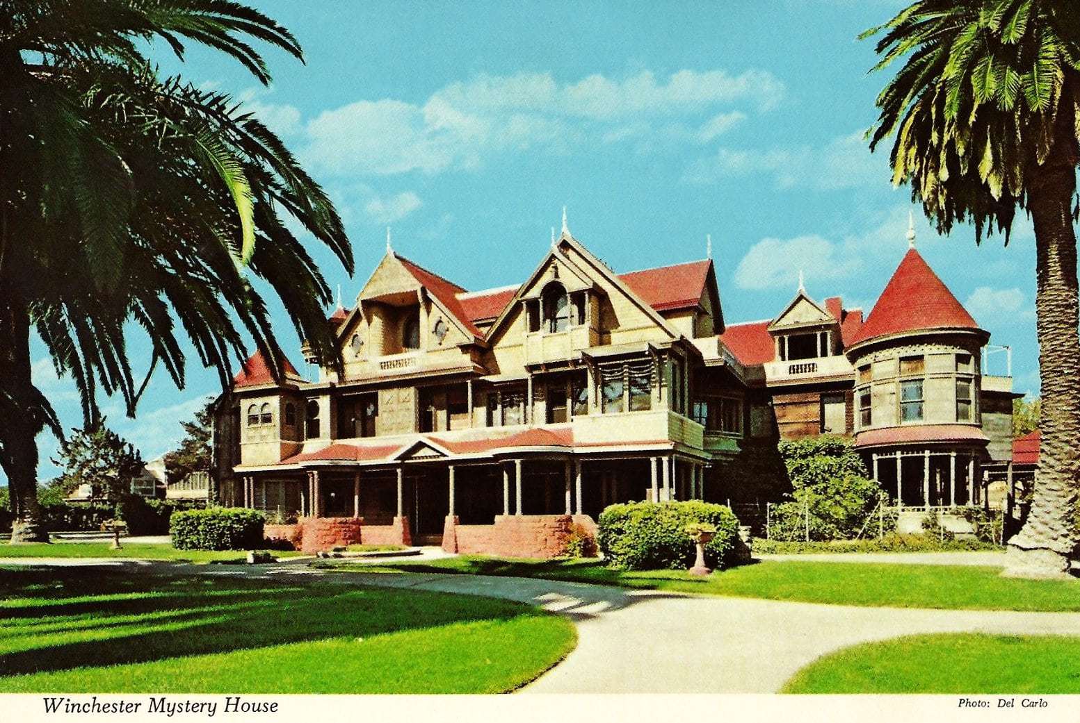 See inside the bizarre 160-room Winchester Mystery House: From the haunted, mixed-up mind of Mrs William W Winchester 12 Winchester Mystery House 1972 postcard