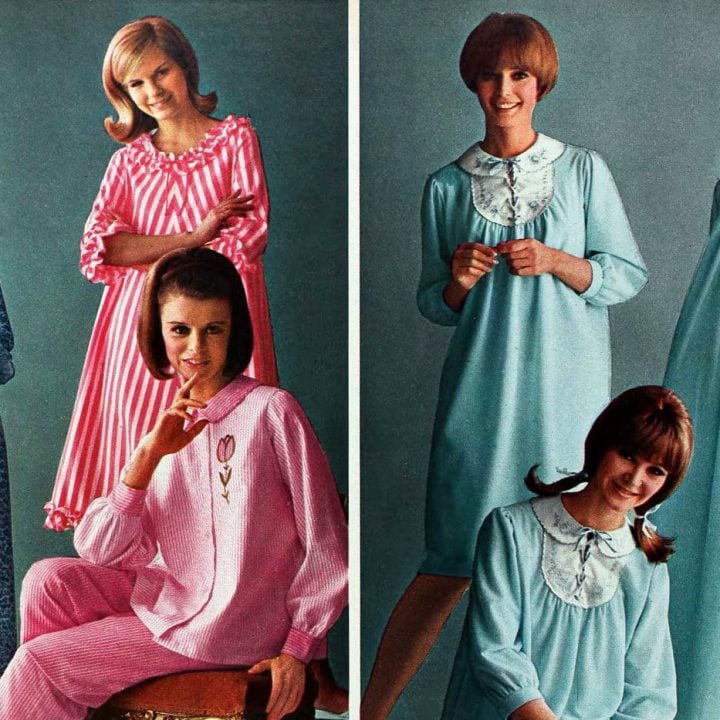 Women's pajamas and nightgowns from the 1960s
