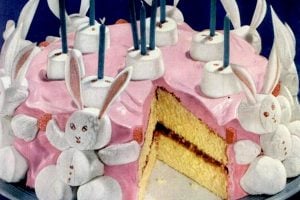 Marshmallow bunny birthday cake