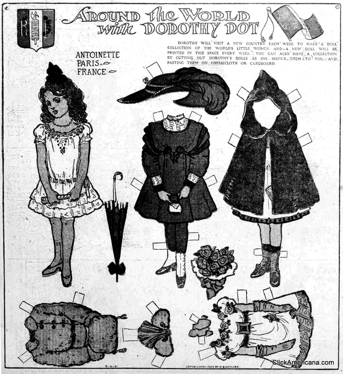 Dorothy Dot paper doll: Antoinette of France (1909) - Click Americana