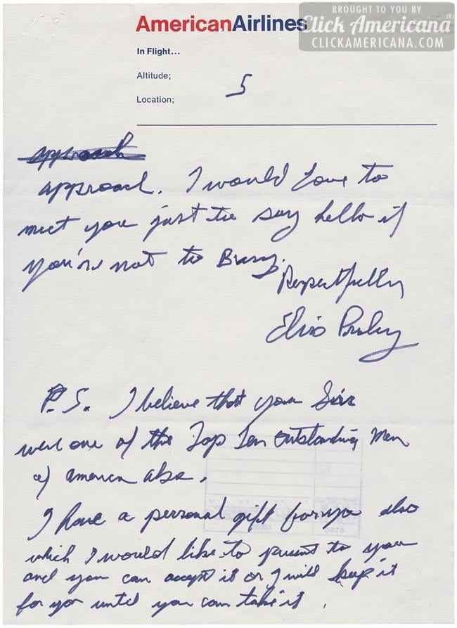 Elvis Presley's handwritten letter to President Nixon - Page 5