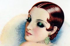 expressive, dramatic 1920s eye makeup style popular during the silent movie era