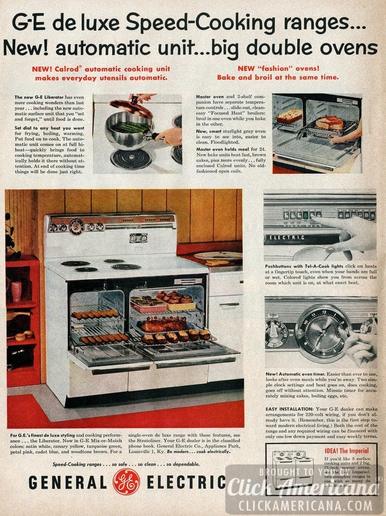Vintage Electric Stove >> GE Deluxe Speed-Cooking ranges (1955) - Click Americana Vintage Electric Stove >> GE Deluxe Speed-Cooking ranges (1955) - Click Americana