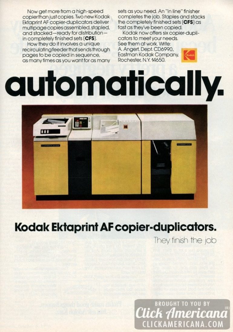 Kodak Ektaprint AF copierduplicators (1976) Click Americana