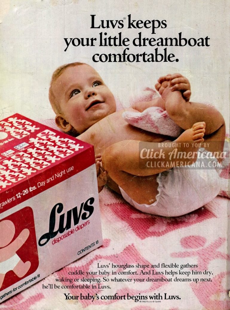 Vintage disposable diaper ads Huggies, Pampers, Luvs (1980s) Click Americana