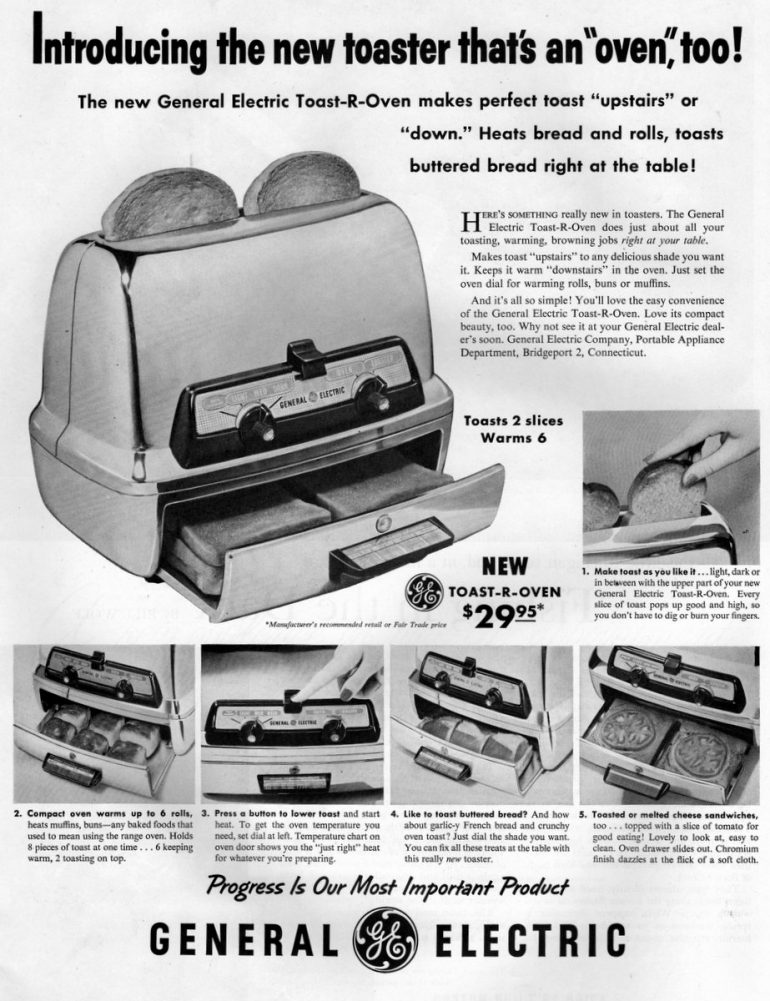 Introducing the new toaster that's an oven too! (1957) Click Americana