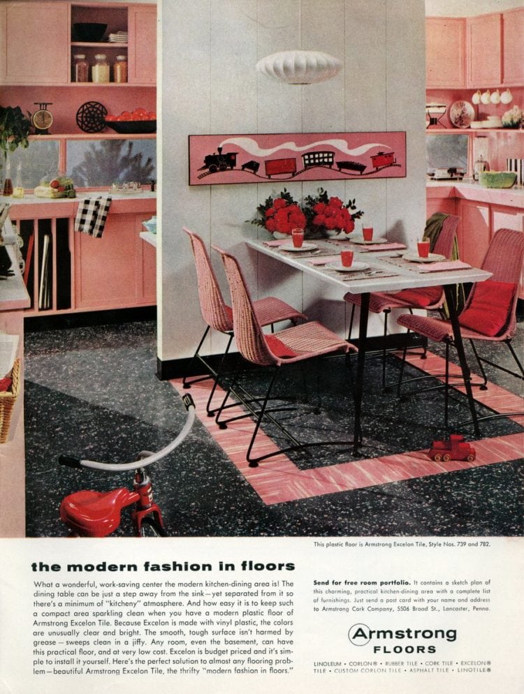 Retro pink kitchens for you and me Pink, white & black home decor from