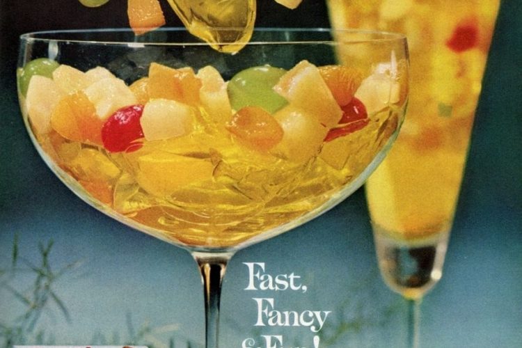 Royal pineapple gelatin & fruit cocktail dessert (1962) Click Americana