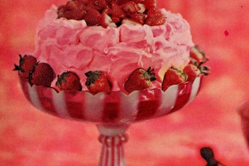 Spring pink desserts: Strawberry torte recipe (1962)