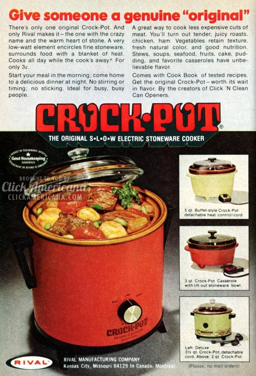 Genuine original CrockPot Slow Cookers (19721973) Click Americana