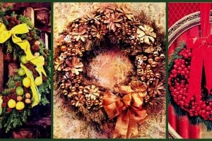 vintage-style handmade Christmas wreath craft project
